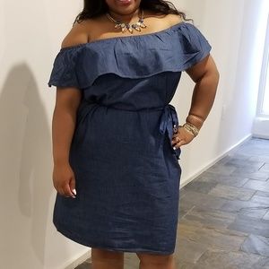 Off the shoulder denim Jean dress